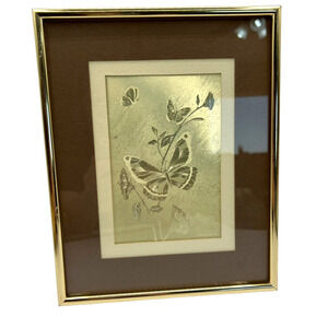 Manifestations 1983 Optical Illusionary Art Gold Foil Butterfly Picture 8x10"